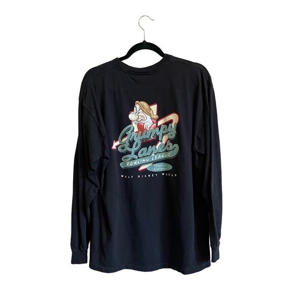 Disney L Vintage 1998-2007 Grumpy Bowling black long sleeve t-shirt Snow White - Picture 1 of 8